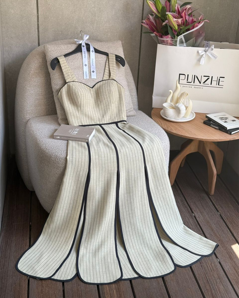پیراهن نخی نواردار