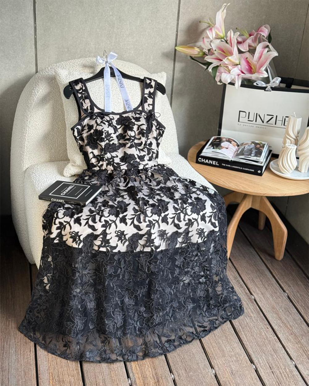 پیراهن تور گلی