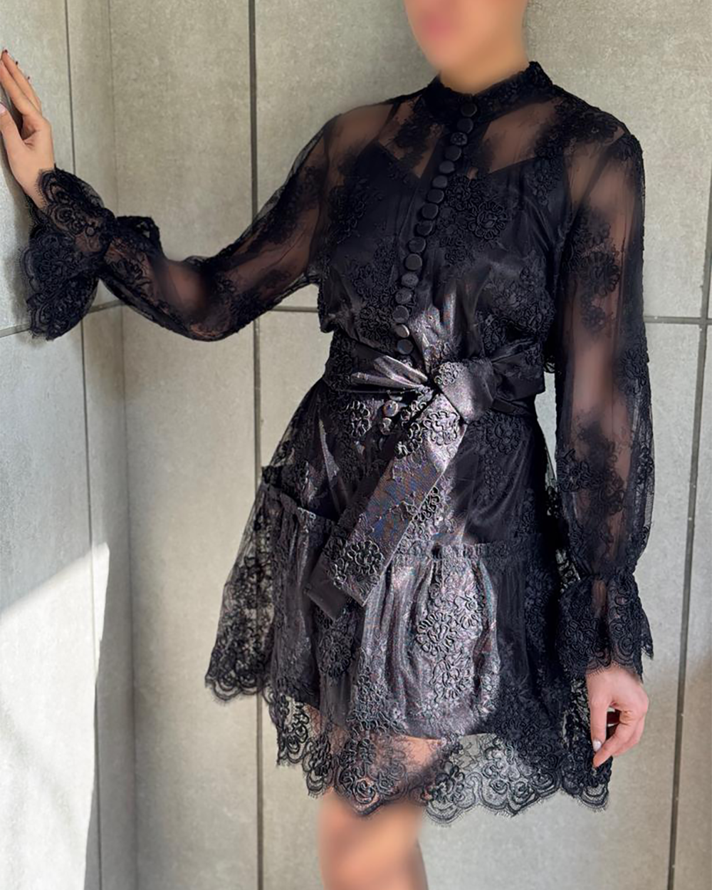 پیراهن دانتل مشکی گل قیطون