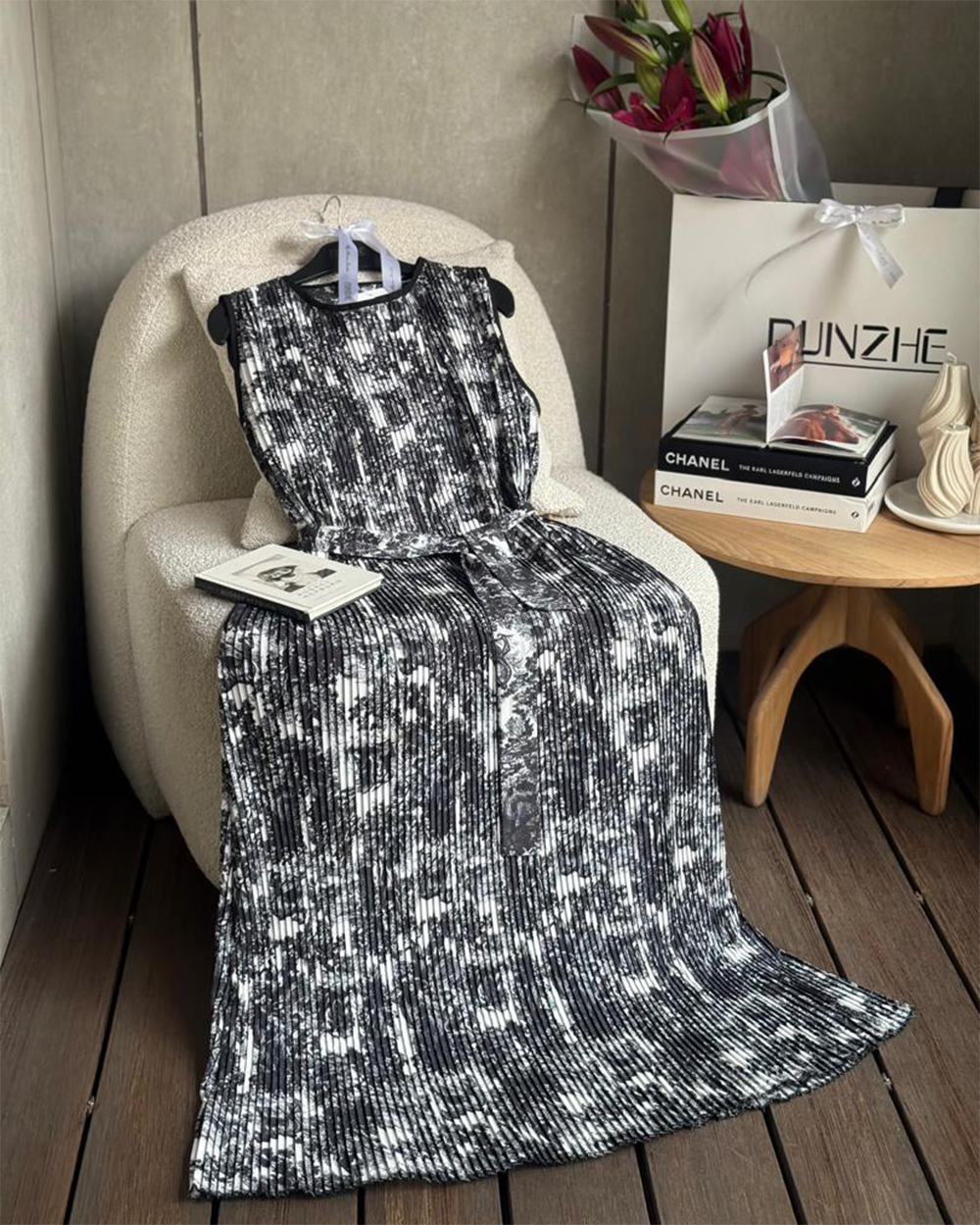 پیراهن پلیسه بلند طرح دار