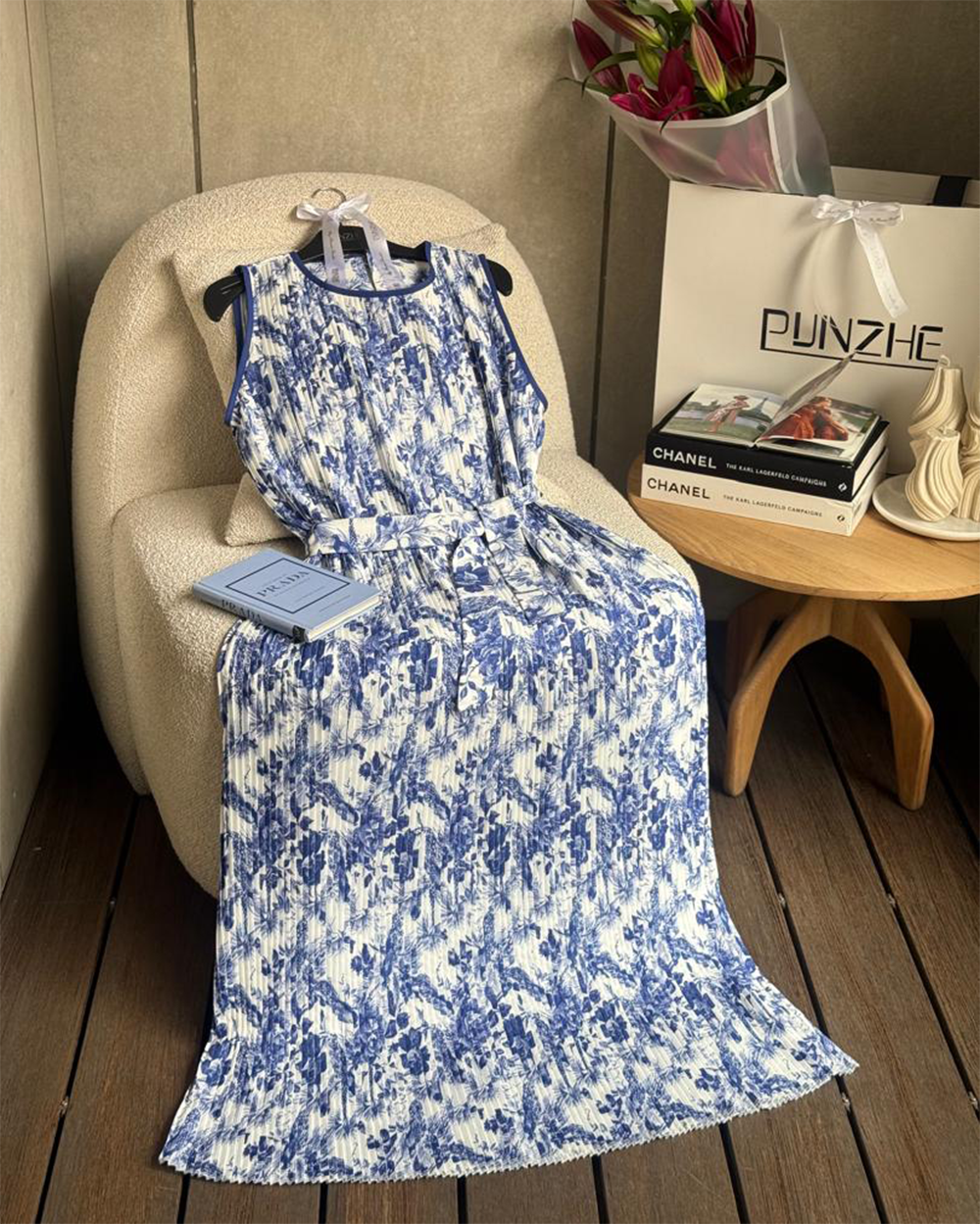 پیراهن پلیسه بلند طرح دار