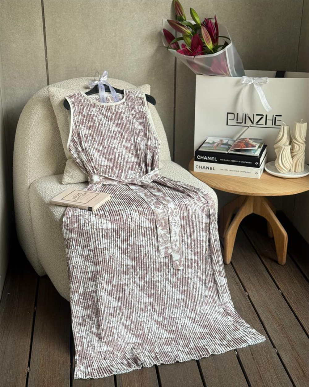 پیراهن پلیسه بلند طرح دار