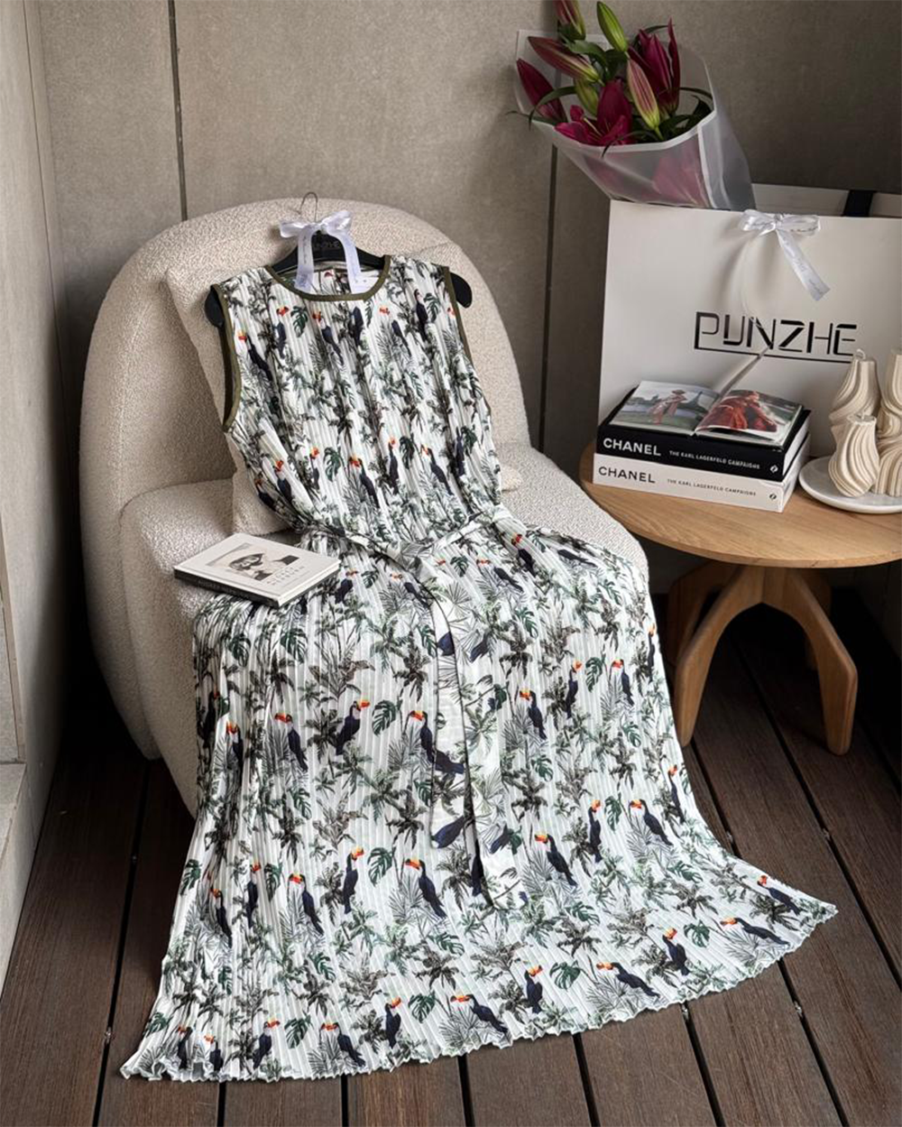 پیراهن پلیسه بلند طرح دار