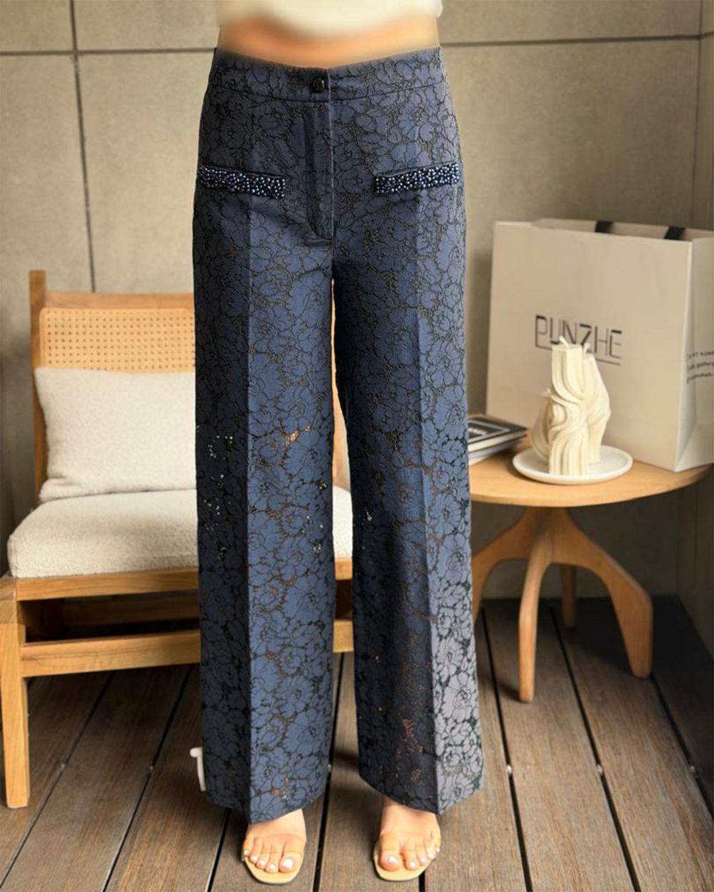 شلوار دانتل کارشده گشاد