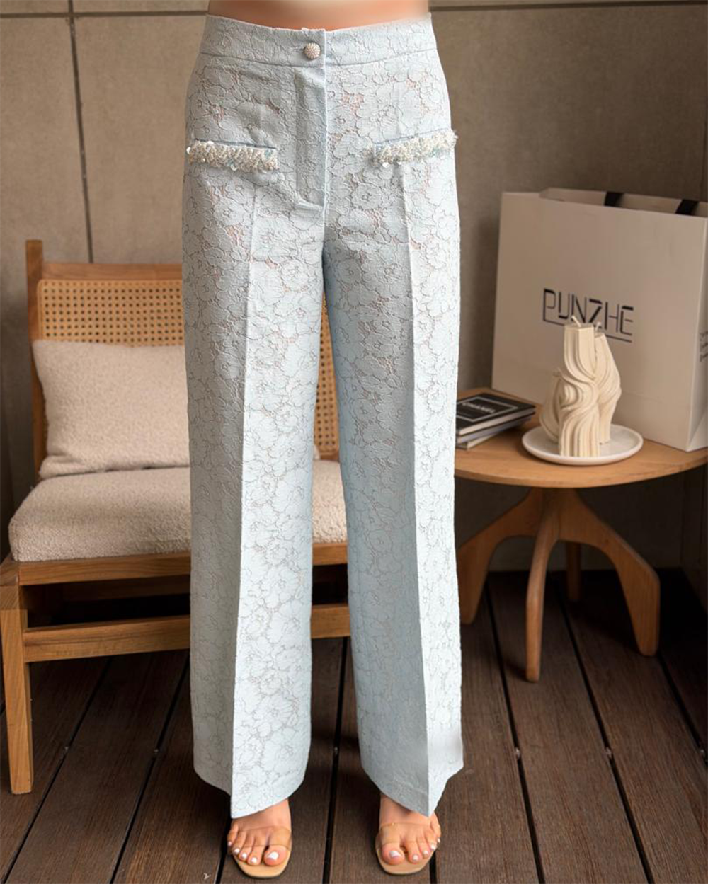 شلوار دانتل کارشده گشاد