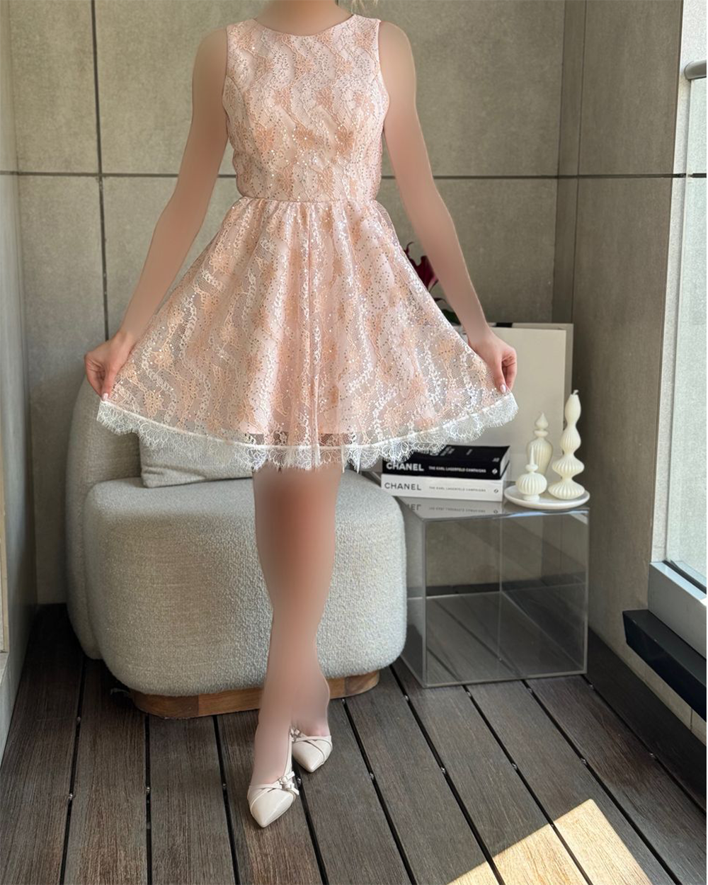 پیراهن یقه گرد دانتل جدید